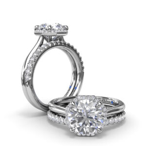 Octagon Halo Diamond Engagement Ring