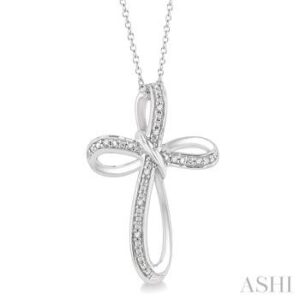 Sterling Silver Rhodium Diamond Cross Necklace