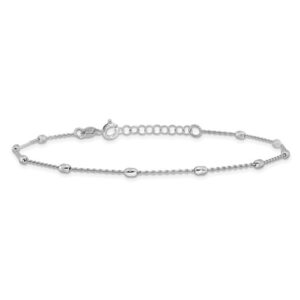 Sterling Silver Diamond Cut Beaded Anklet