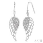 Sterling Silver Angel Wings Diamond Fashion Earrings