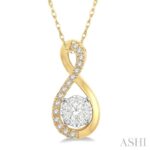 14K Yellow Gold Round Diamond Pendant