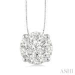 14K White Gold Round Natural Mined Diamond Solitaire Pendant