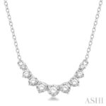 14K White Gold Graduated Natural Mined Diamond Smile Necklace