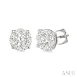 14K White Gold Round Natural Mined Diamond Stud Earrings