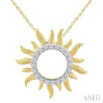 10K Yellow Gold Sunburst Fluted Natural Mined Diamond Pendant