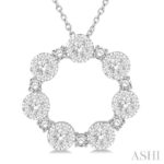 14K White Gold Natural Mined Diamond Circle Pendant