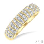 10K Yellow Gold Ribbed Natural Mined Diamond Ring
