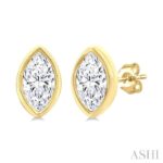 10K Yellow Gold Bezel Set Marquise Petite Natural Mined Diamond Earrings