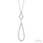 10K White Gold Drop Natural Mined Diamond Fashion Pendant