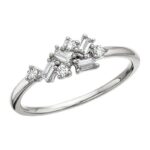 14K White Gold Natural Mined Diamond Baguette Cluster Ring