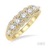 14K Yellow Gold Round 5 Stone Natural Mined Diamond Fashion Ring