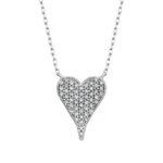 14K White Gold Natural Mined Diamond Pave Heart Pendant