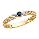 10K Yellow Gold Sapphire Curb Link Ring