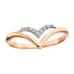 10K Rose Gold Natural Mined Diamond Chevron Ring