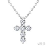 14K White Gold Natural Mined Diamond Cross Pendant